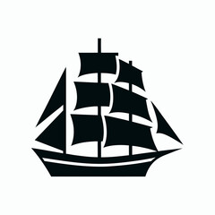 Sailing Ship silhouette Logo Vector Design
