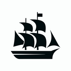 Sailing Ship silhouette Logo Vector Design