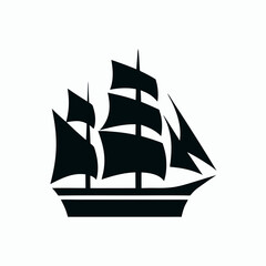 Sailing Ship silhouette Logo Vector Design