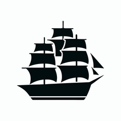 Sailing Ship silhouette Logo Vector Design