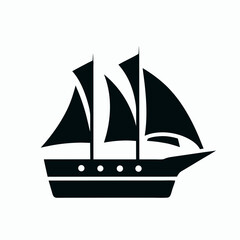 Sailing Ship silhouette Logo Vector Design