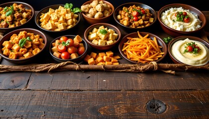 A table displaying a colorful array of bowls filled with diverse culinary delights