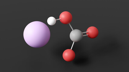 sodium bicarbonate molecule 3d, molecular structure, ball and stick model, structural chemical formula e500