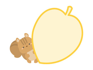 秋のフレーム、リスと紅葉した葉