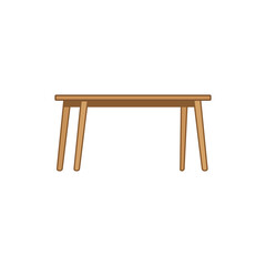 A clean, minimalist vector illustration of a wooden table, perfect for interior design presentations, furniture catalogs, educational materials, or digital assets related to home decor and lifestyle. 