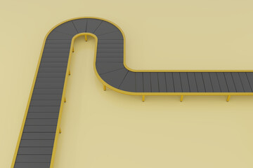 Conveyors line, industry business, Belt steel products. Industrial Warehouse Racking. 3D rendering