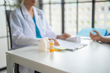 A doctor is measuring blood pressure.