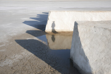 delta estuary in slovakia with long shadows and geometric patterns