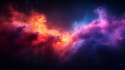 Naklejka premium Cosmic nebula with vibrant red and purple colors in deep space, galaxy exploration and universe astronomy concept