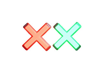 Obraz premium Glowing Neon Crosses: Red and Green X Marks, Digital Graphic Design Element
