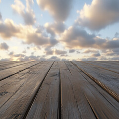 wooden floor and sky