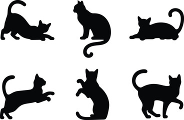 Black Cat Silhouettes Vector Set-8