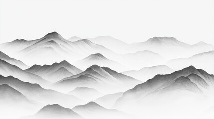 Obraz premium Misty Mountain Landscape in Traditional Sumi-e Style