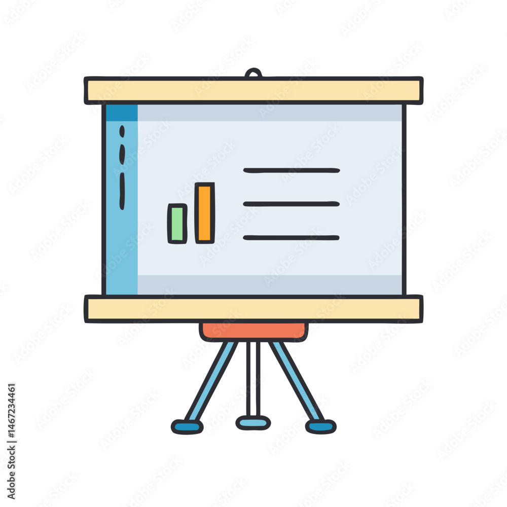 Poster presentation board with bar chart and text lines for business meeting and education use