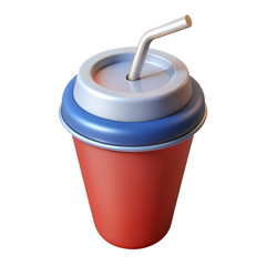 Red Cup with Straw and Lid - Refreshing Beverage