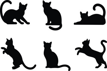 Black Cat Silhouettes Vector Set-6
