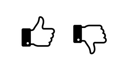 Obraz premium Thumbs up and thumbs down icons representing positive and negative feedback evaluation