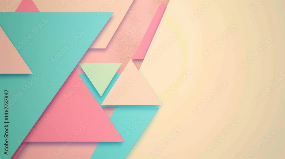 Aufkleber abstract composition with pastel-colored triangles on a beige background. background image of triang