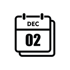 calender icon, 02 december icon with white background