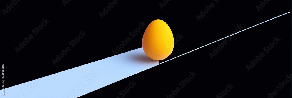 Aufkleber stylized yellow egg shape positioned above a white horizontal line on a black background featuring m
