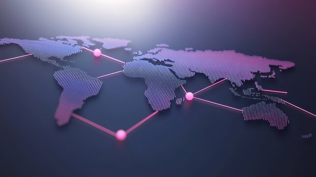 Global connectivity abstract world map network technology international communication concept connecting continents future digital background