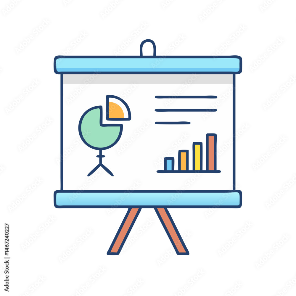 Aufkleber presentation board with charts and graphs for business strategy meeting and analysis report