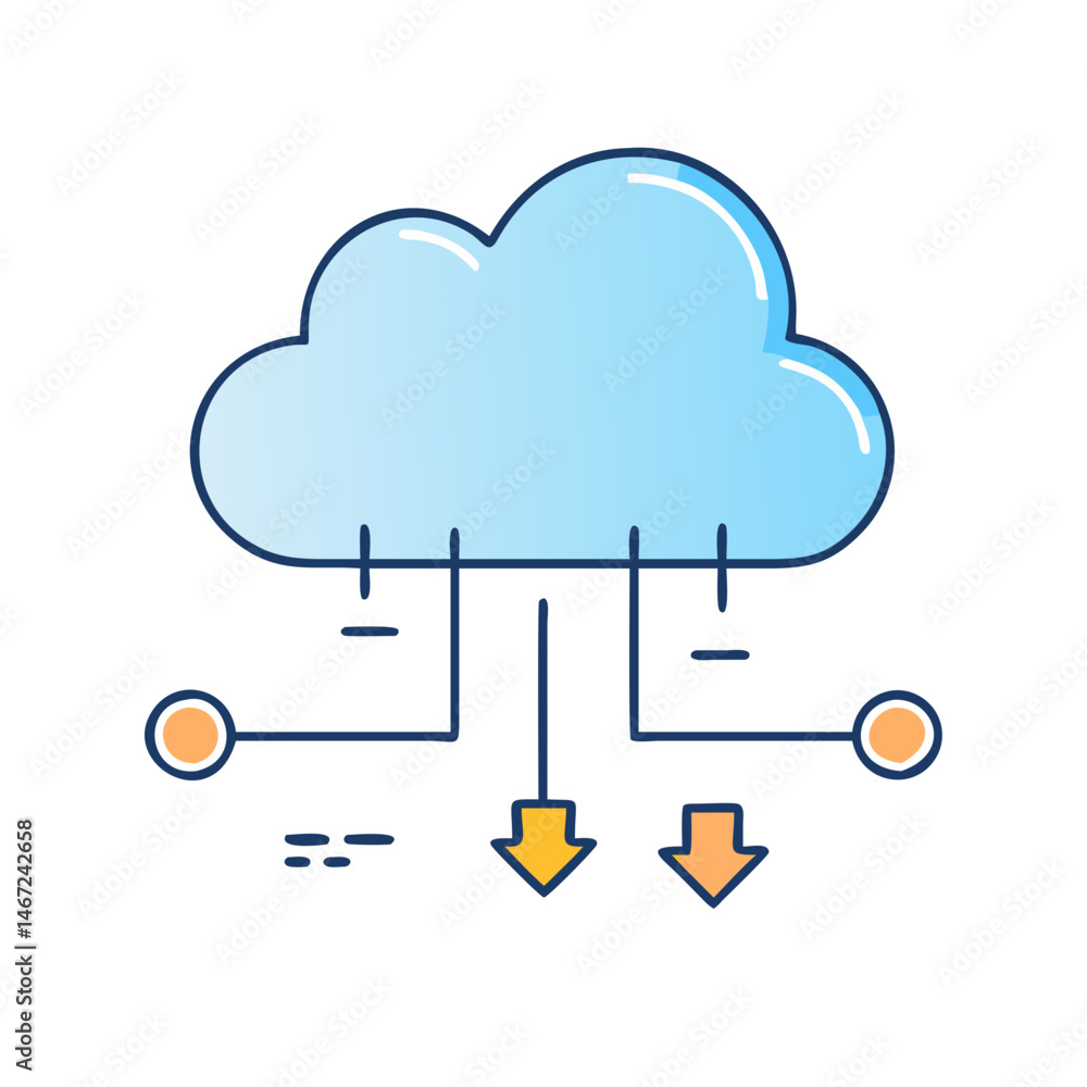 Poster Cloud computing network technology data storage server system digital information infrastructure icon vector