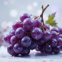 Fototapeta premium bunch of fresh grapes on a light background with bokeh