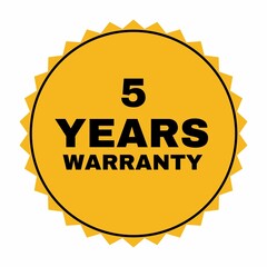 5 years warranty stamp, logo, label, tag, icon, design for advertising, marketing, promotion labels, best choice label