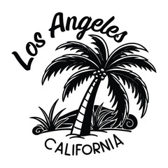  Los Angeles t-shirt design set black line art and illustrator eps 10 isolated on white background