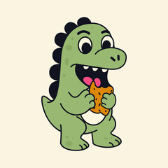 Cute dinosaur eating a snack