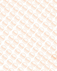 Each hamburger is drawn in a simple style with a clean line, consisting of sesame, Patty, and other typical stuffing. Picture arrangement follows a recurring diagonal pattern, creating a harmonious an