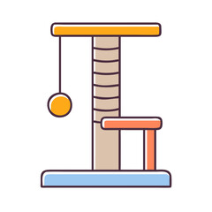 Cat tree with scratching post and dangling ball toy furniture for feline enrichment and play