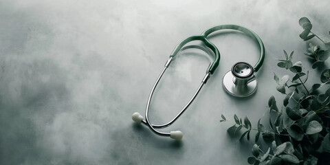 Healthcare concept with stethoscope on misty background
