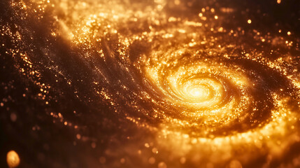 A professional render of distant stars forming a spiral galaxy on a smooth cosmic background, cinematic lighting and space for editorial layout 