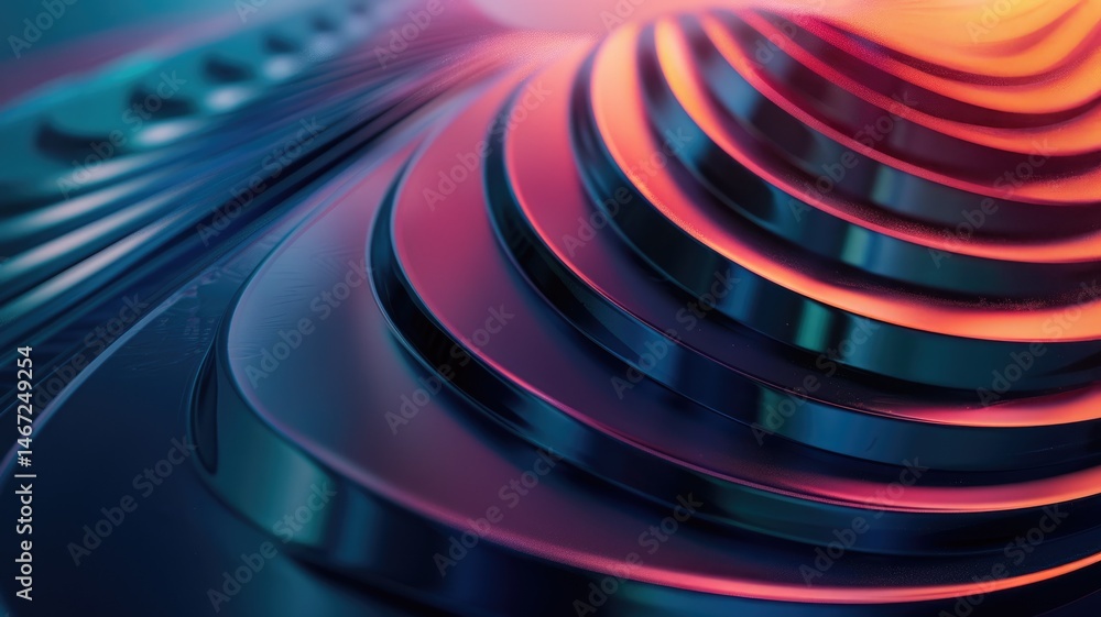Poster abstract geometric shapes with neon lights. technology innovation and science concept for design and
