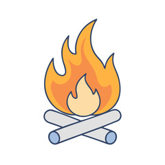 Campfire fire bonfire flame wood logs camping heat burning hot outdoor adventure illustration vector