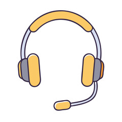 Yellow headset vector illustration for customer service call center and support concept design