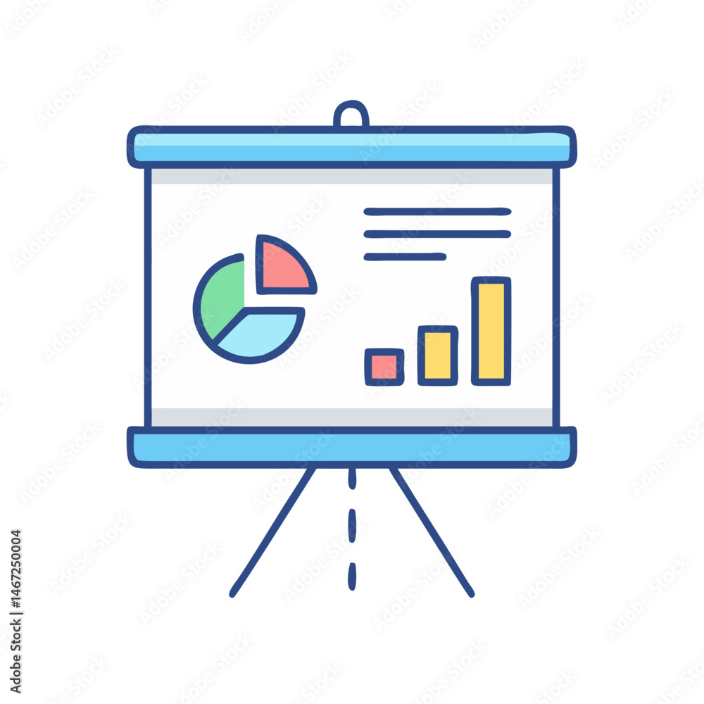 Poster presentation chart with pie graph and bar graph for business data analysis and report display