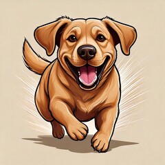 Fototapeta premium Labrador Dog Mascot in Mid-Run – Dynamic Movement and Energetic Labrador Character Vector Illustration