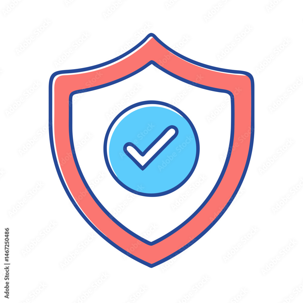 Poster security shield check mark icon for protection and verification concept symbol graphic design