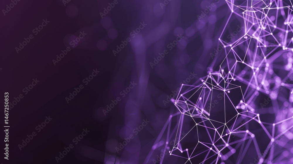 Poster abstract purple glowing wireframe waves on a dark background. digital art for design of global conne