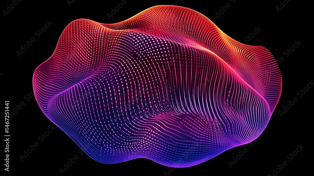 Poster abstract neon waveform: dynamic data visualization