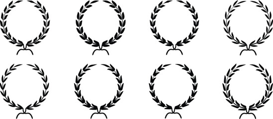 Laurel wreath vector icon. Black laurel wreath frame icon vector illustration. Silhouette vintage collection. Laurel wreaths and branches with leaves. Silhouette laurel foliate wreaths collection