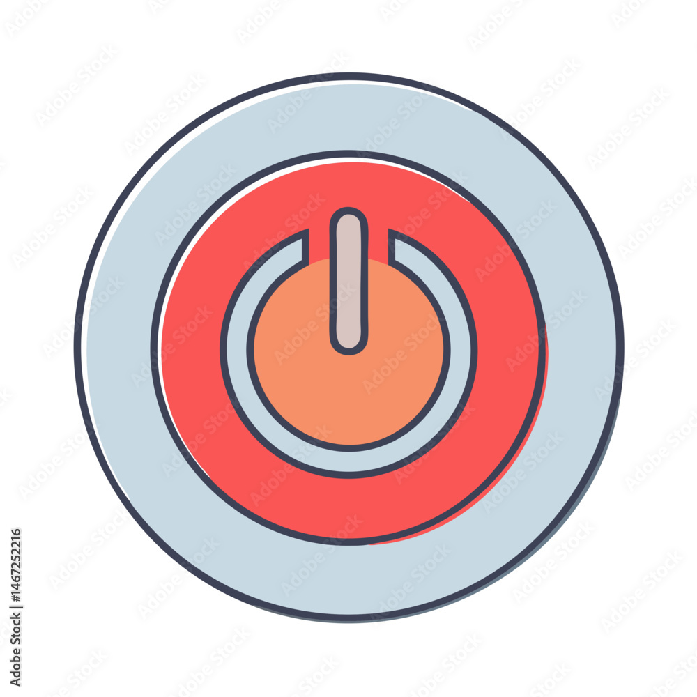 Poster power button icon vector illustration for on off switch symbol interface design element