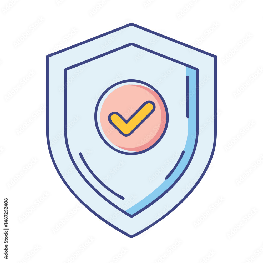 Poster security shield check mark icon vector illustration for protection and verification app design