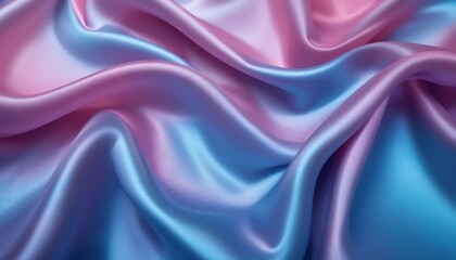 Obraz premium Abstract close-up of flowing fabric creating soft folds in elegant pink and blue hues.