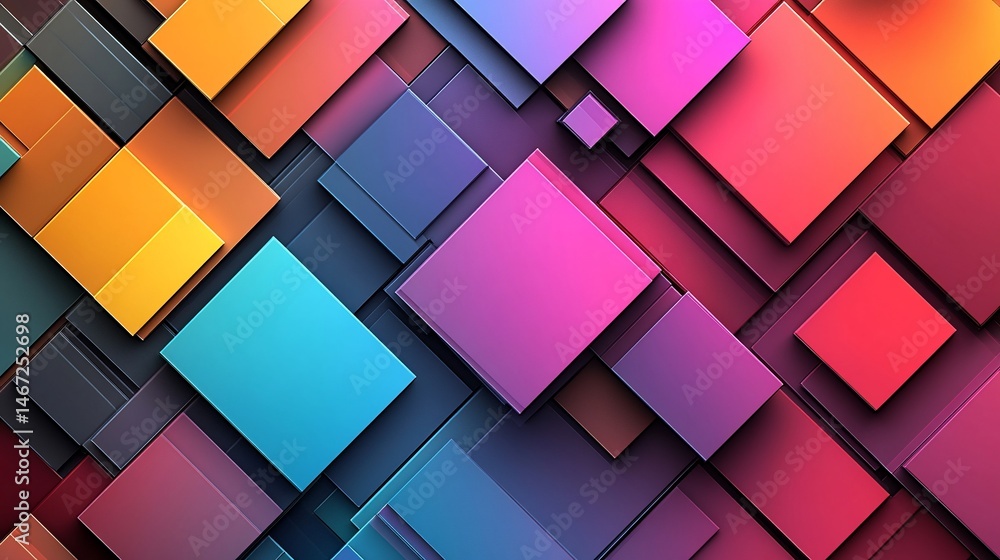 Poster abstract geometric pattern: vibrant overlapping squares