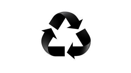 Obraz premium Black color recycle icon isolated on the transparent background