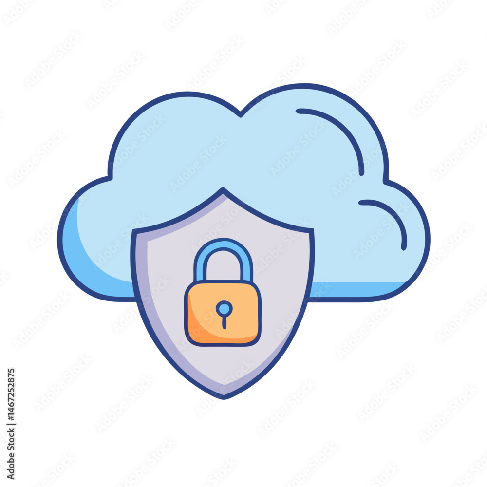 Poster cloud security data protection network safety system secure storage information technology lock